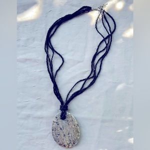 Vintage Statement Abalone Mother of Pearl Beaded Necklace